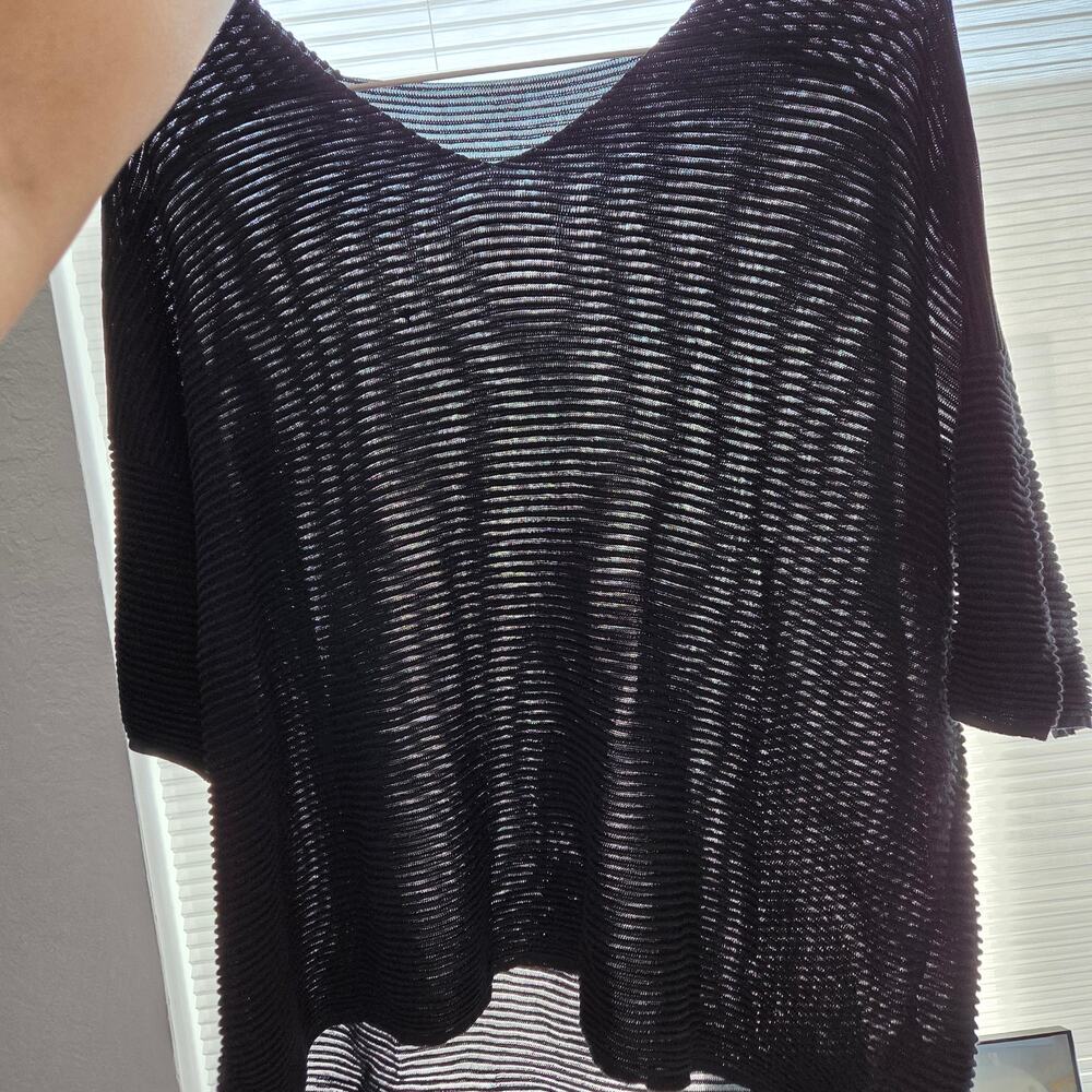 NWT Chic Textured Mesh Knit Top - Black (Silk Blend)
